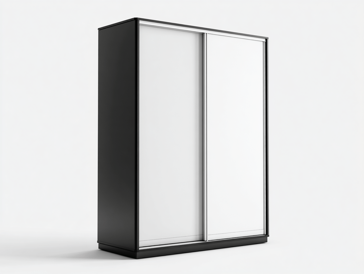 Armario con puertas correderas 200×60×220 cm – blanco/negro – madera aglomerada – estilo moderno