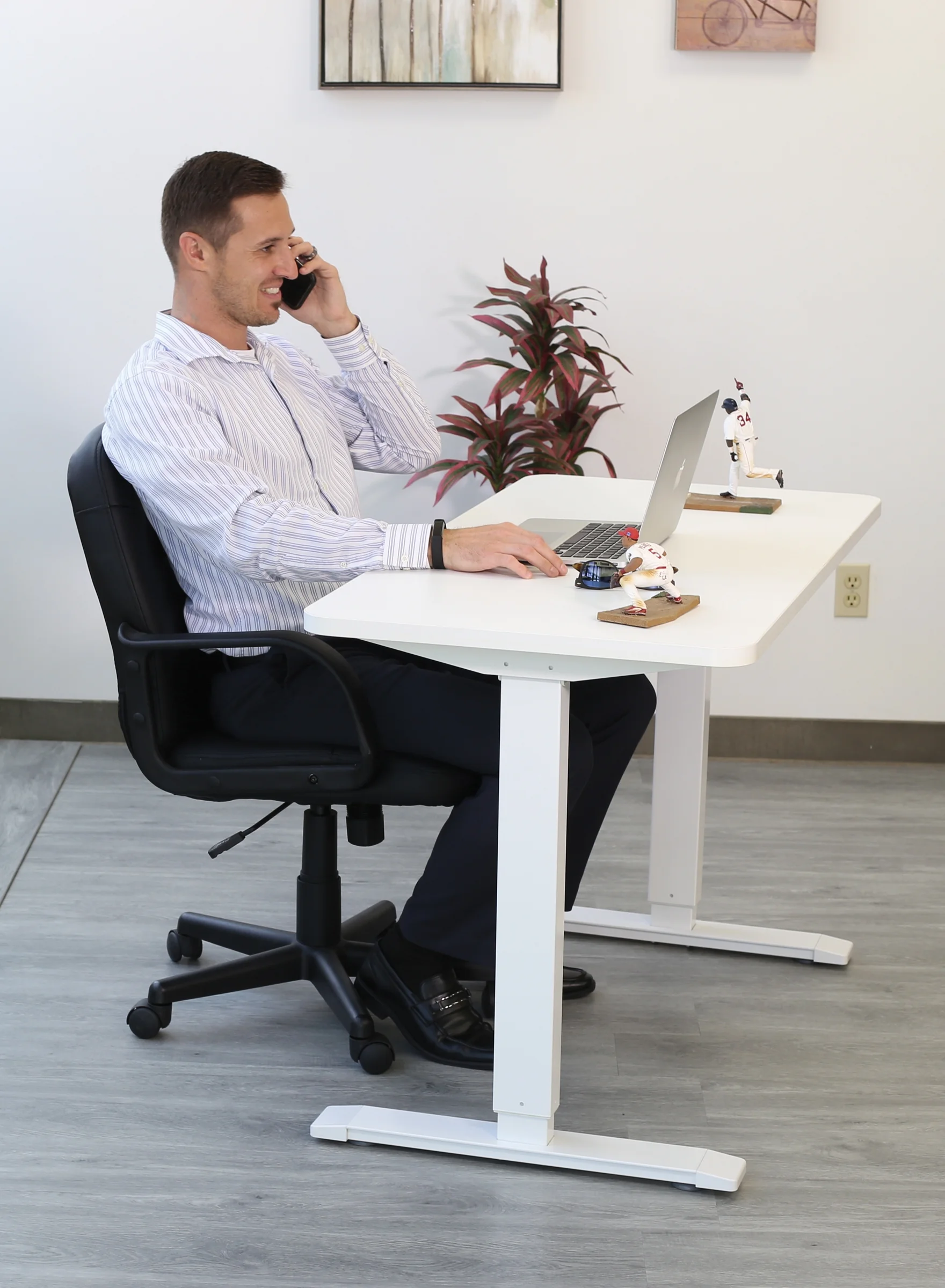 Motionwise Black Electric Height Adjustable Standing Desk, 24?x48", Height Adjustable 28"-48" with 4 pre-set height adjustments and USB Charge Port, Multiple Colors - Image 18