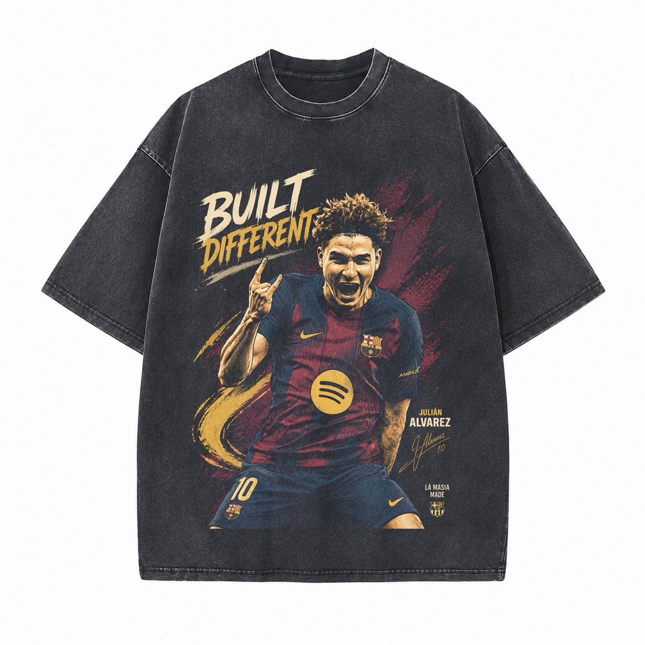 Built Different Football Player Printed Unisex Washed T-Shirt