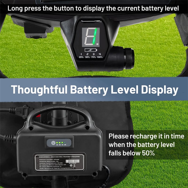Eletriclife Foldable 3-Wheel Electric Golf Push Cart with Adjustable Handle & 9 Speed Settings