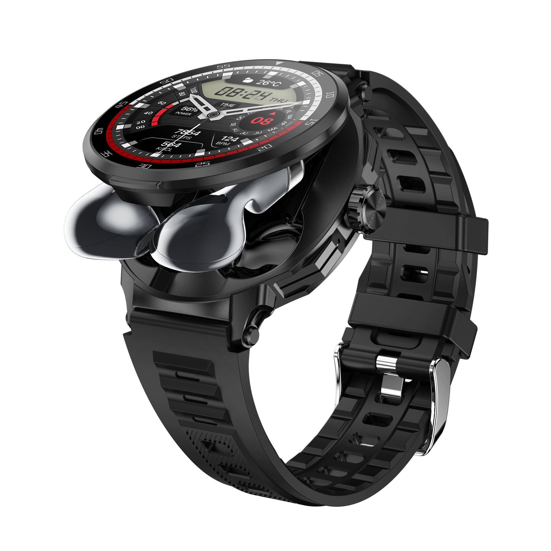 New D11 Bluetooth Headset Smartwatch 2-in-1 TWS Earphones Heart Rate Blood Oxygen Sports FaceLink