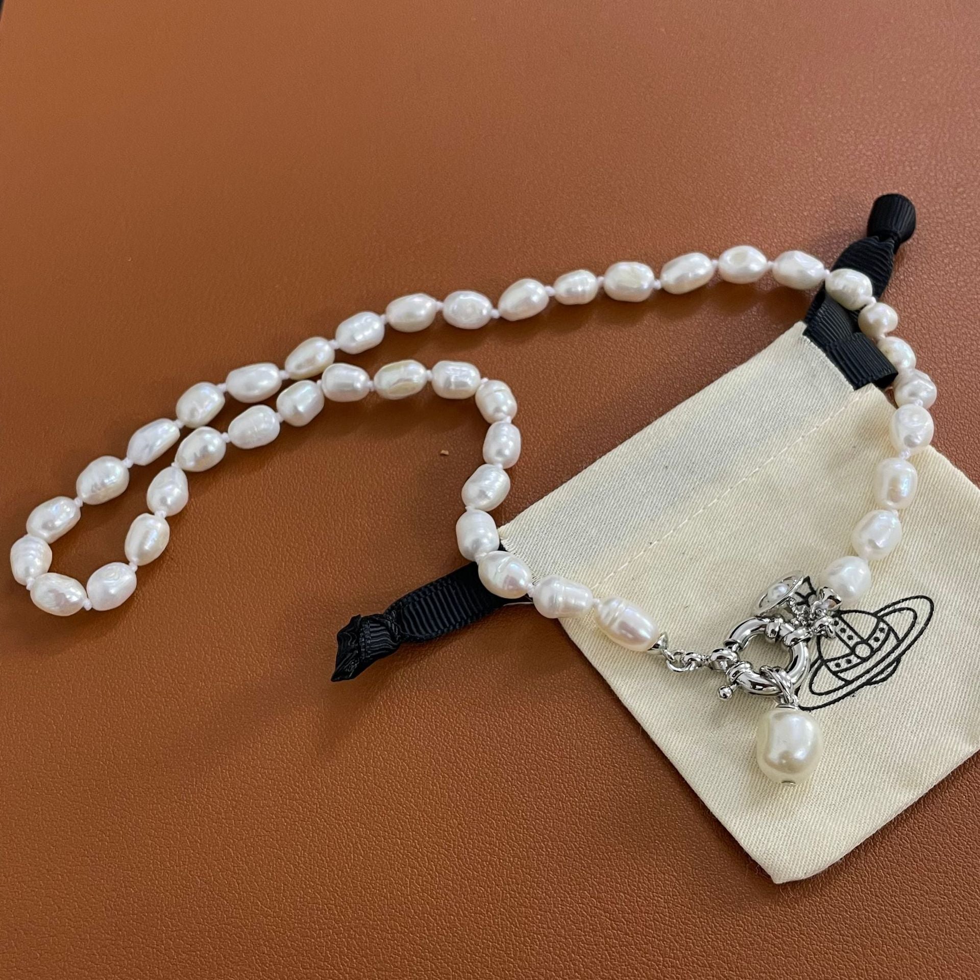 Vivienne Westwood Teardrop Pearl Charm Pendant Necklace - Original Replica Club