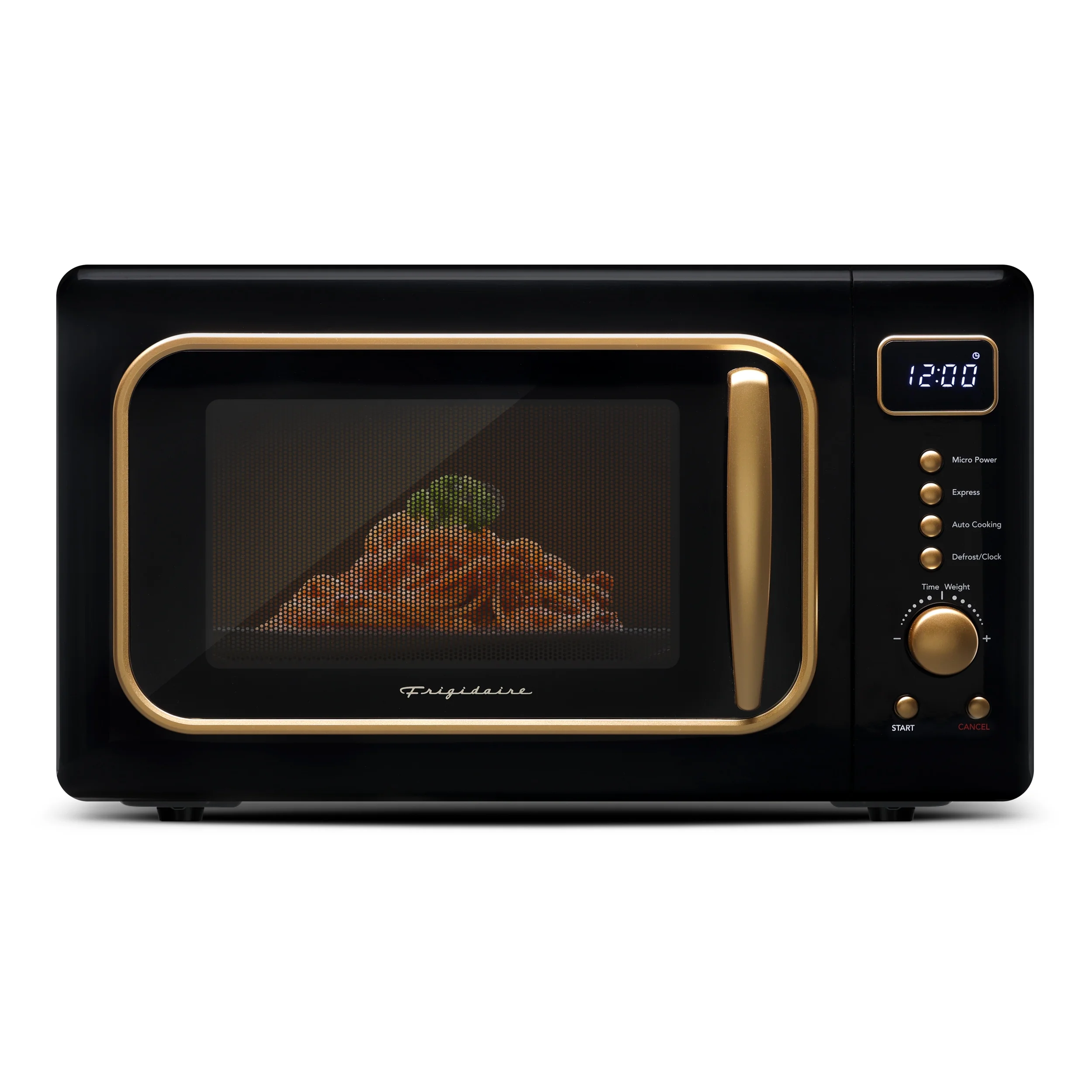 Frigidaire 0.7 Cu. Ft. Retro Countertop Microwave Oven, Black and Gold - Image 9
