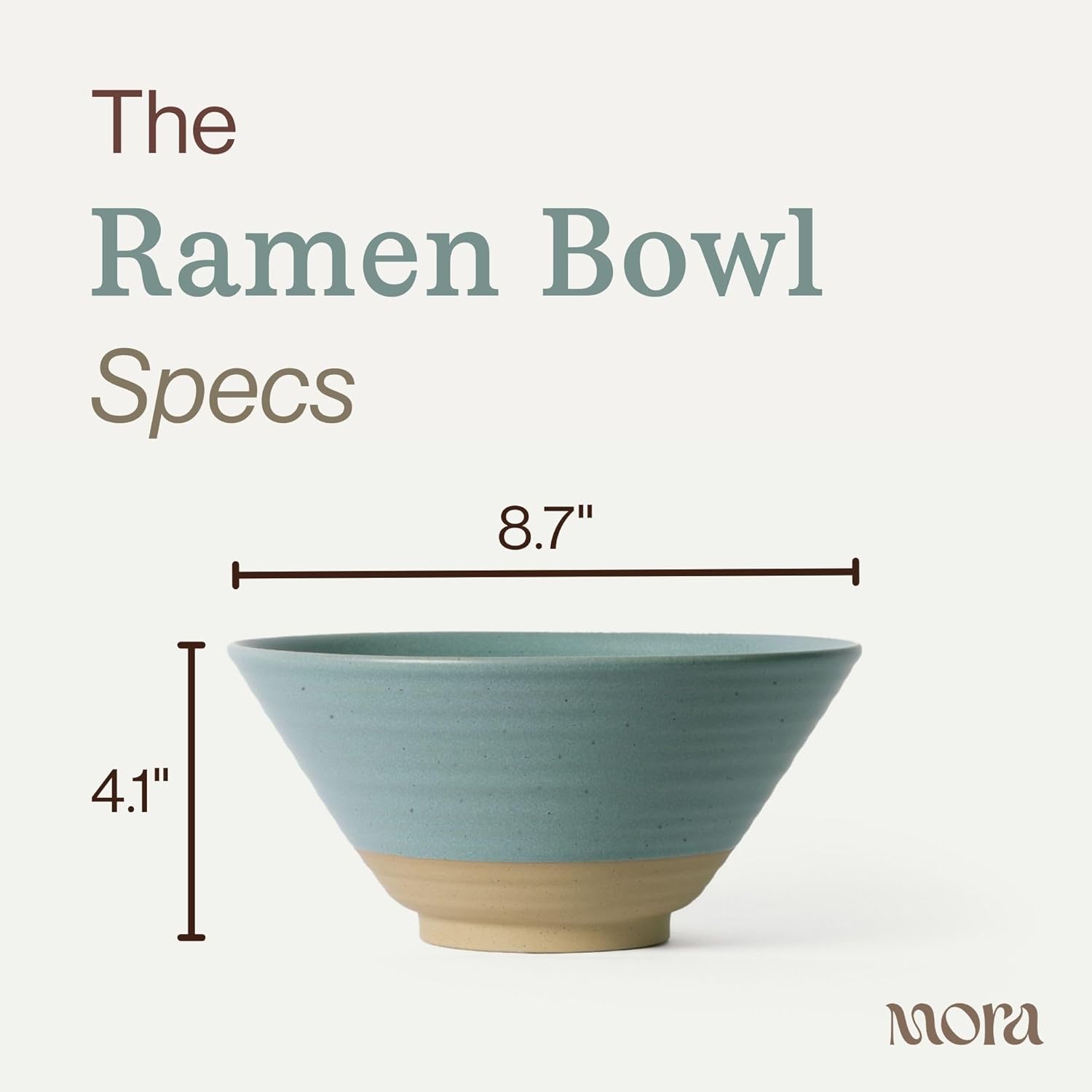 MORA Ceramic Ramen Bowl Set of 2, 45oz - Great for Pho, Miso Udon Soup, Instant Noodles, Serving, Thai or Asian Food - Microwave Safe Large Japanese Noodle Bowls, Modern Kitchen - Iris