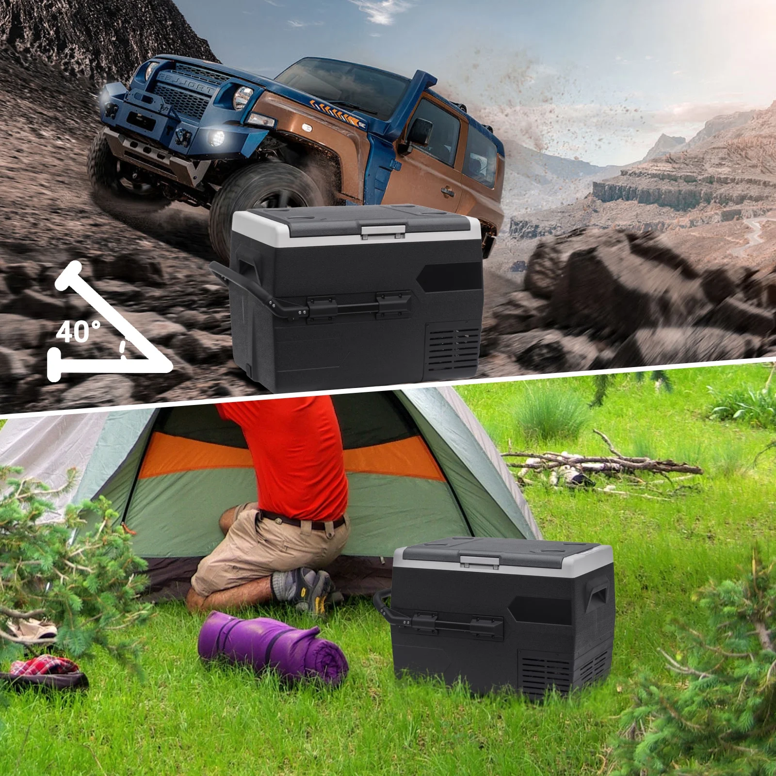Smad 50L Camping Mini Fridge Freezer 12V/24V Car Fridge, Quiet Electric Compressor Cool Box - Image 5
