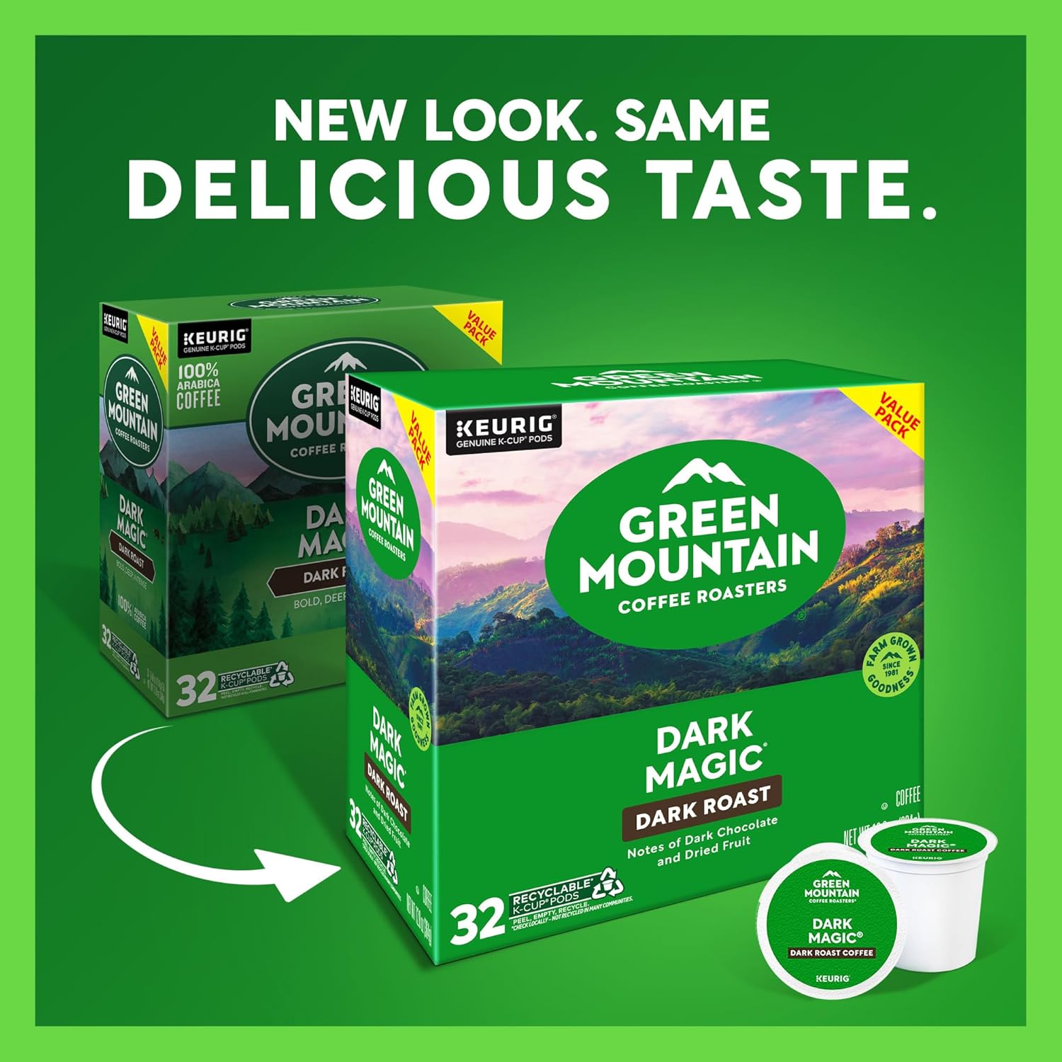 Green Mountain Coffee Roaster Dark Magic Keurig Single-Serve K-Cup Pods. Dark Roast Coffee. 32 Count