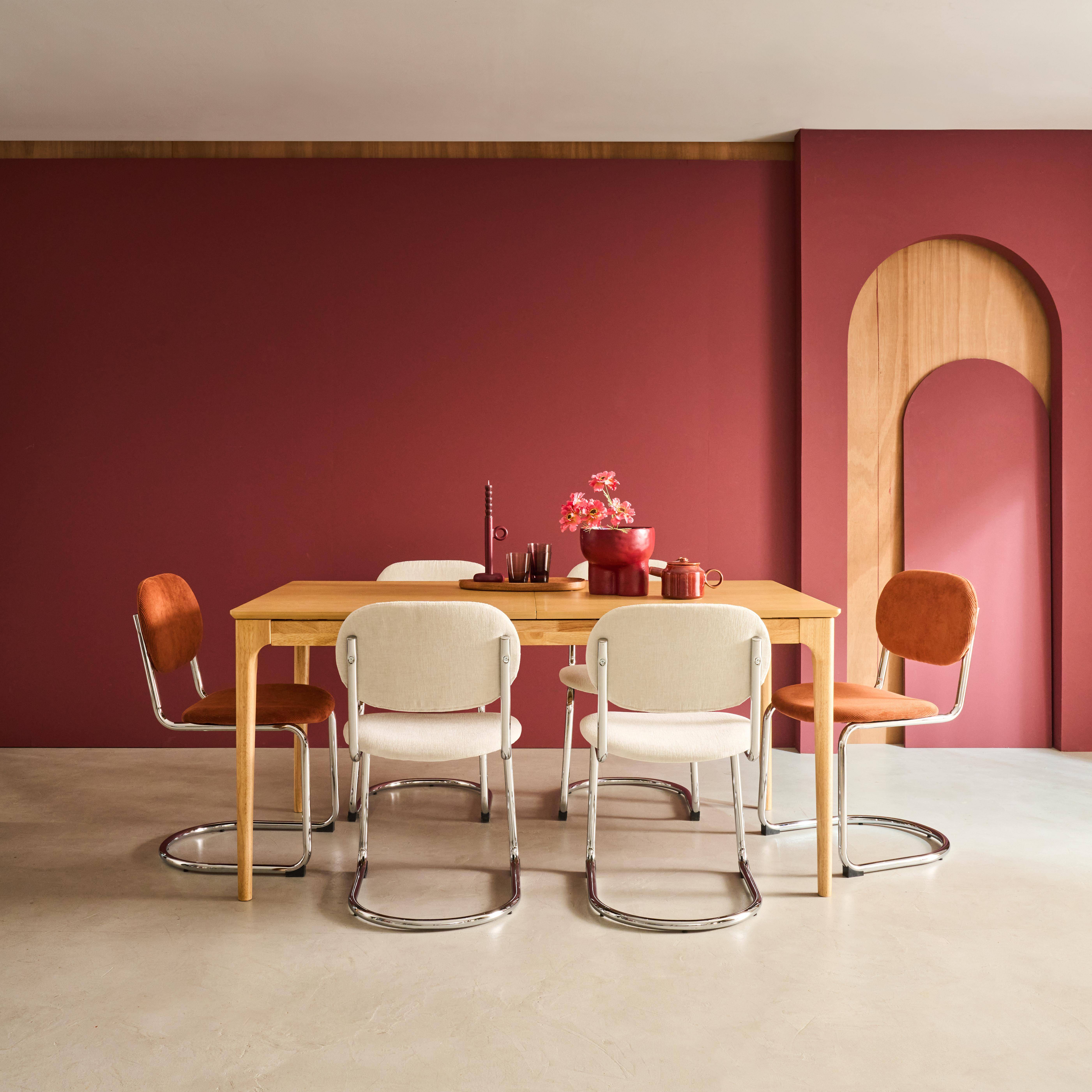 Elena - Mesa de comedor rectangular extensible de madera, 6-8 plazas