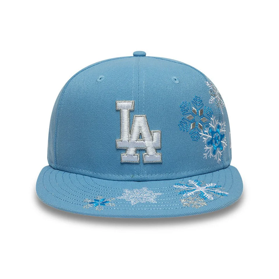 New Era Los Angeles Dodgers Snowflake Light Blue 59FIFTY Fitted Hat - Byluuna Headwear