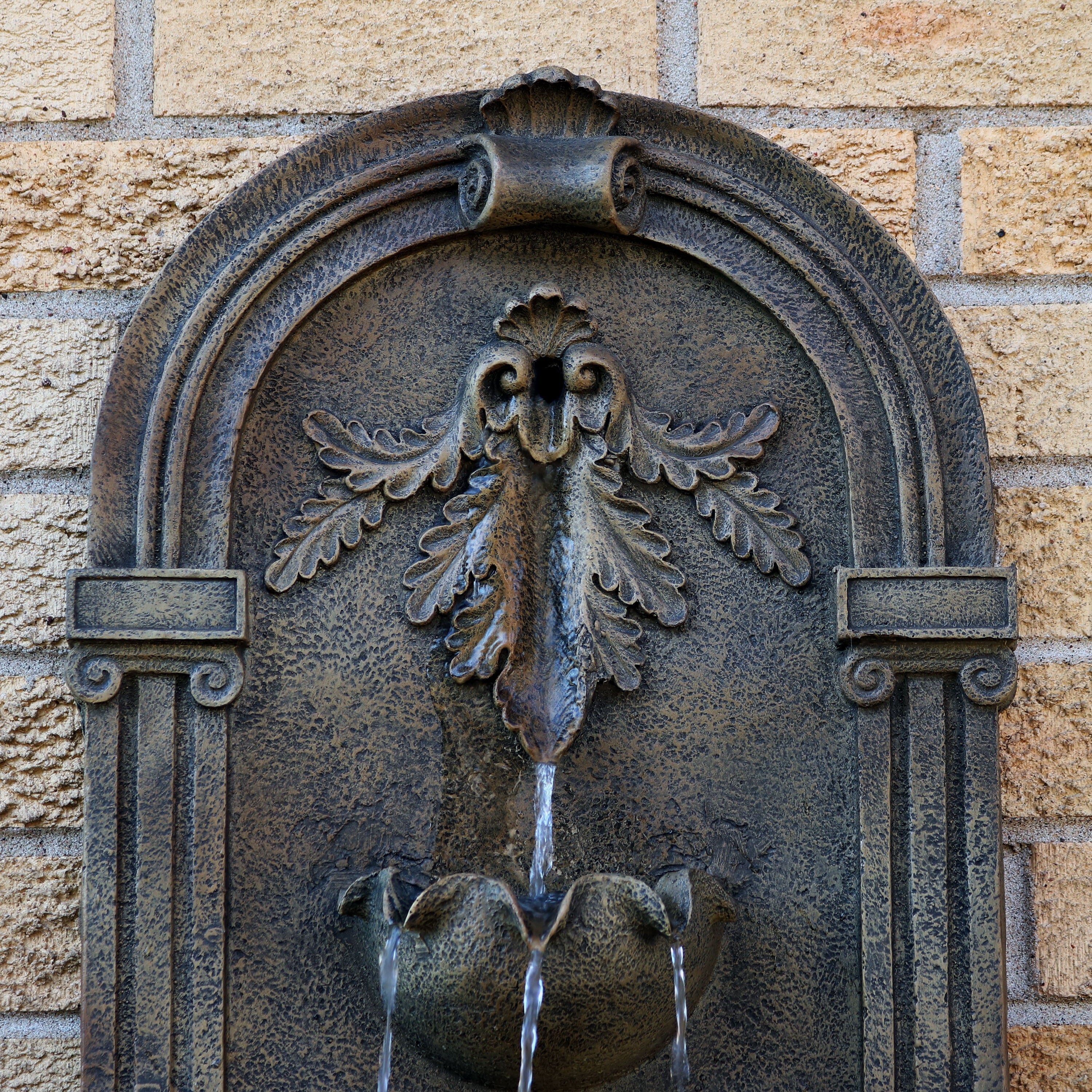 Sunnydaze 27"H Electric Polystone Florence Outdoor Wall-Mount Water Fountain, Florentine Stone Finish - Image 6