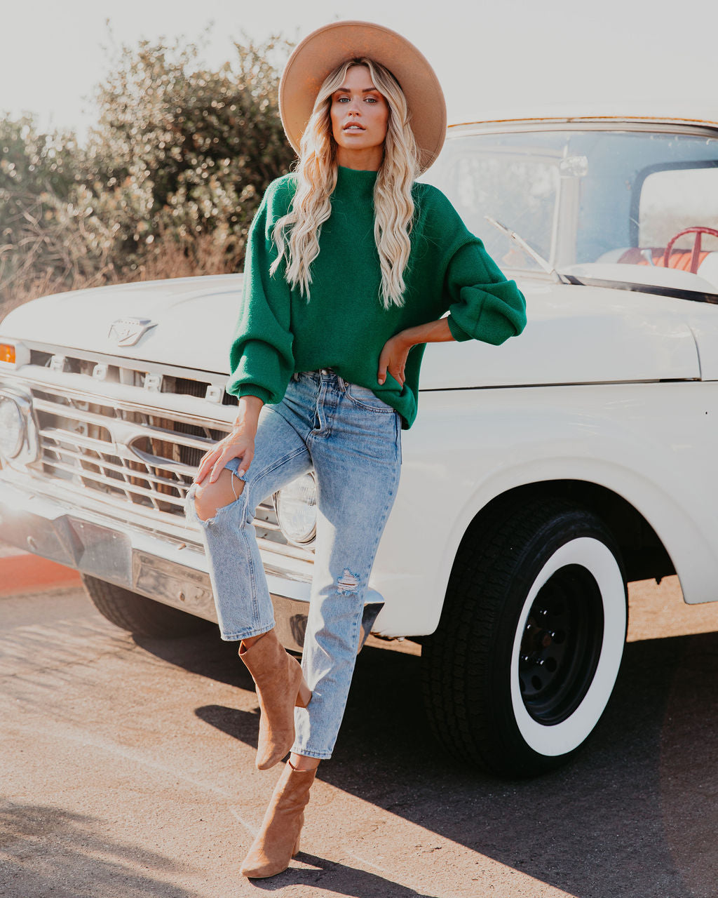 Amsterdam Mock Neck Sweater - Kelly Green - Se7enfashion