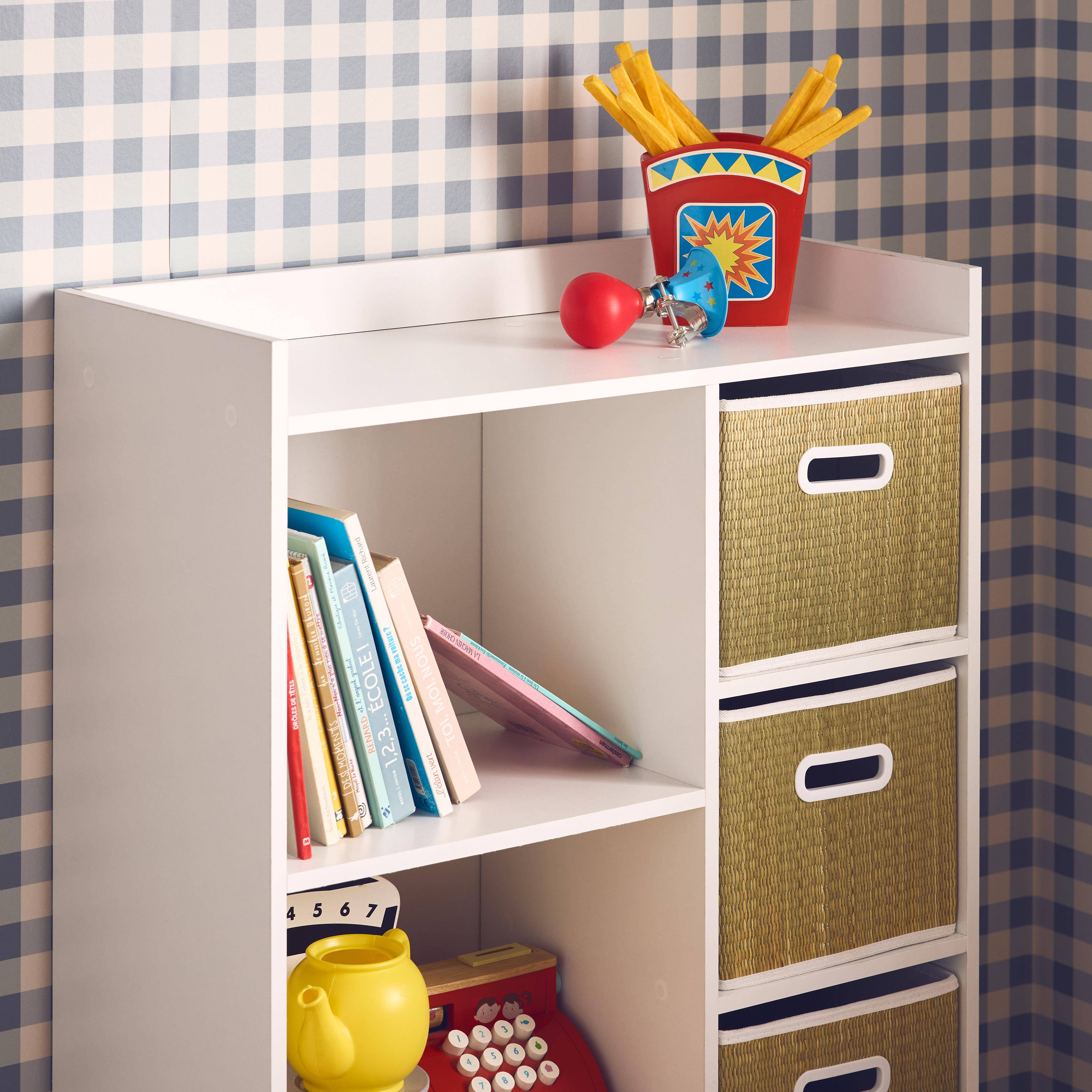 Camille - Mueble infantil con 4 cestas de fibra vegetal