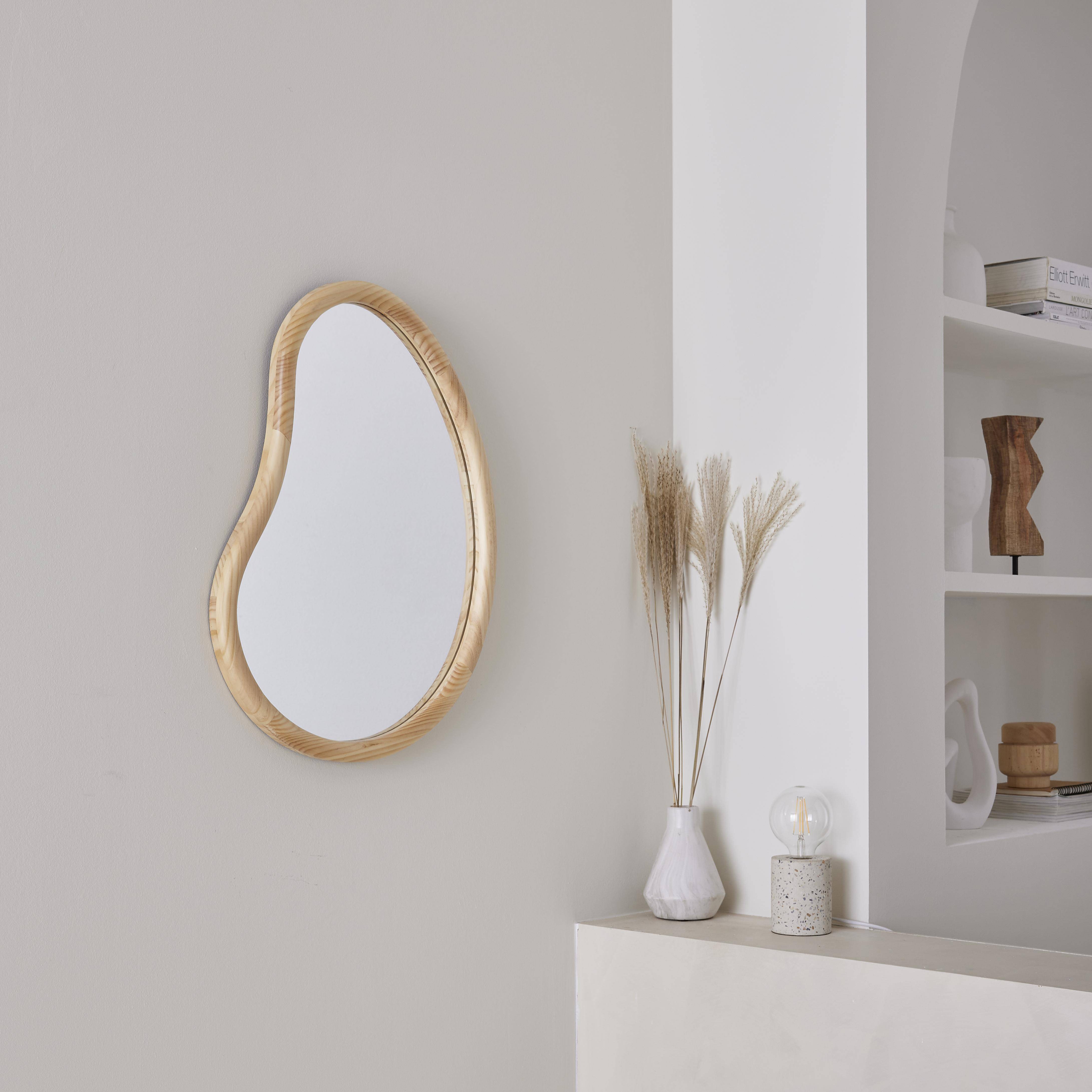 Jacob - Espejo de madera de abeto decorativo de pared, 65cm