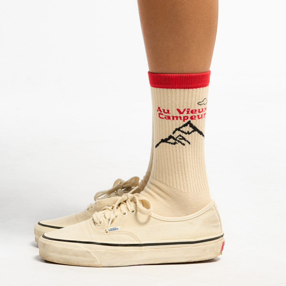 Au Vieux Campeur - Chaussettes Chaine Montagnes - Ecru