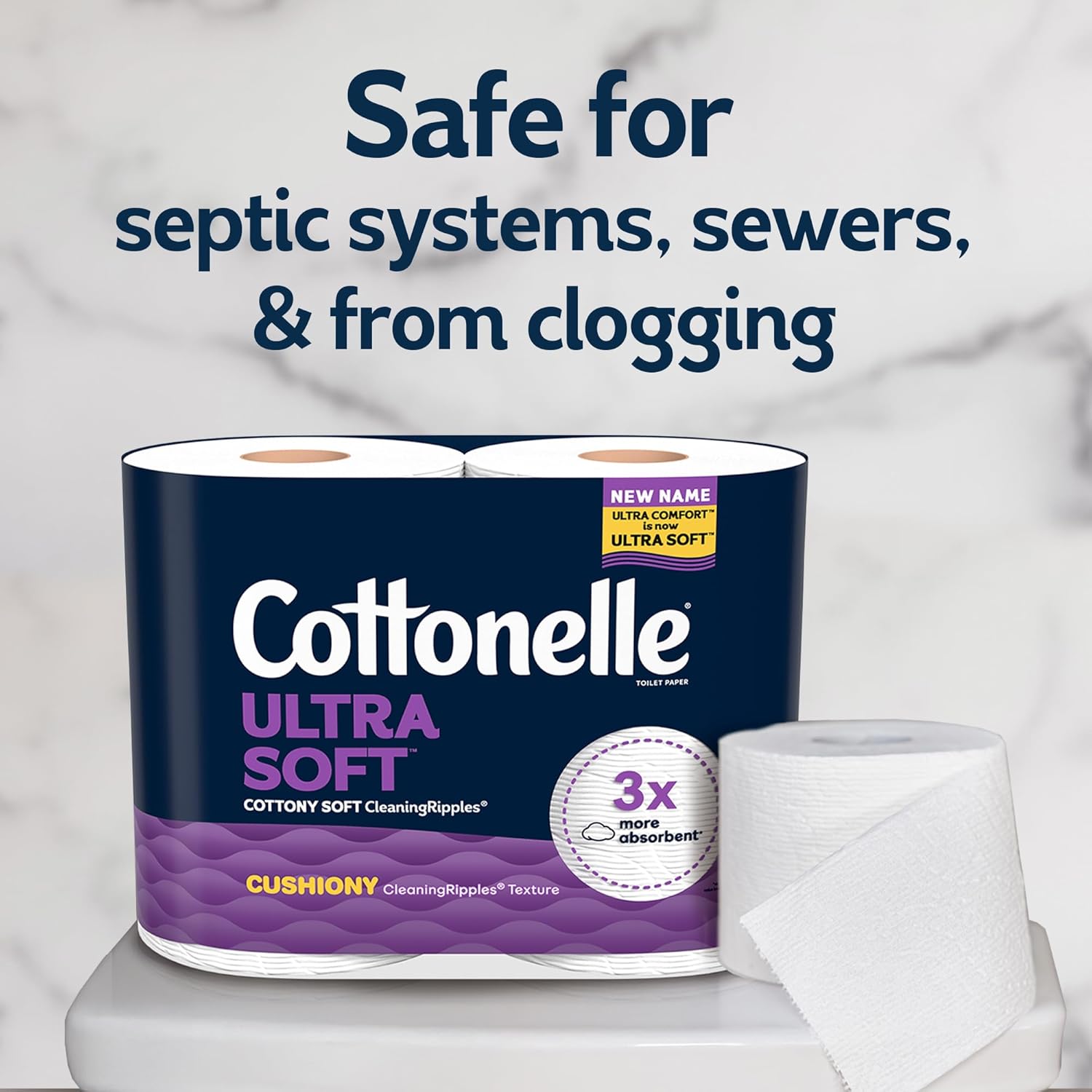 Cottonelle Ultra Soft Toilet Paper with Cushiony CleaningRipples Texture, 12 Family Mega Rolls = 54 Regular Rolls