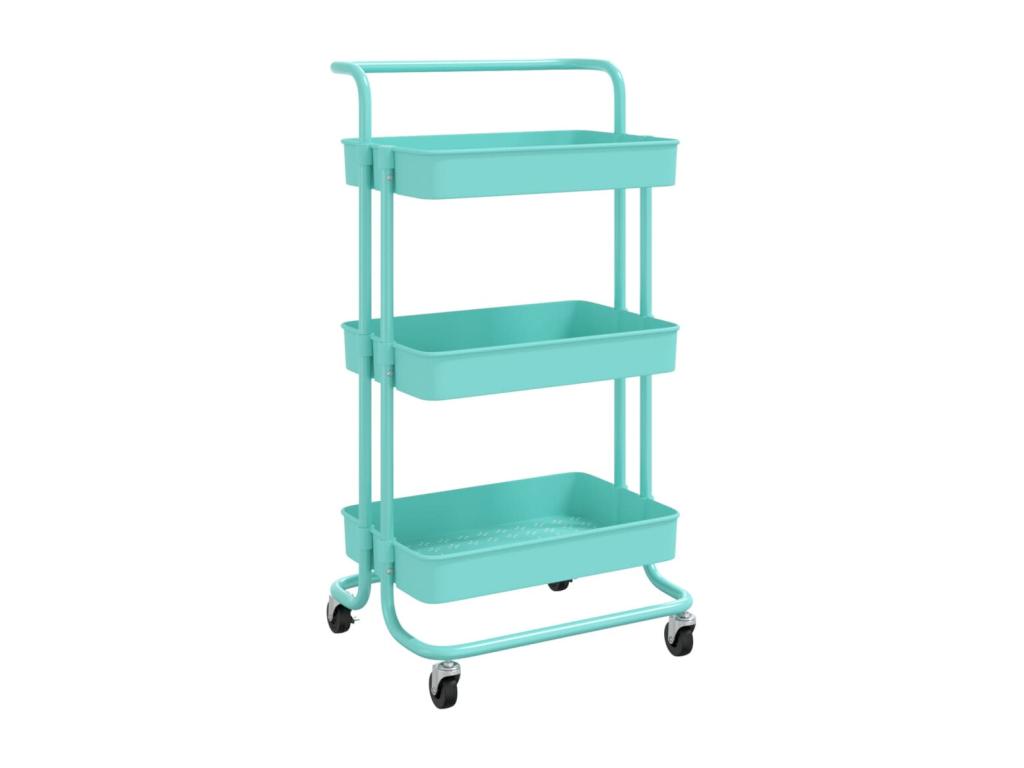 Carrito de cocina 3 niveles hierro y ABS turquesa 42x35x85 cm