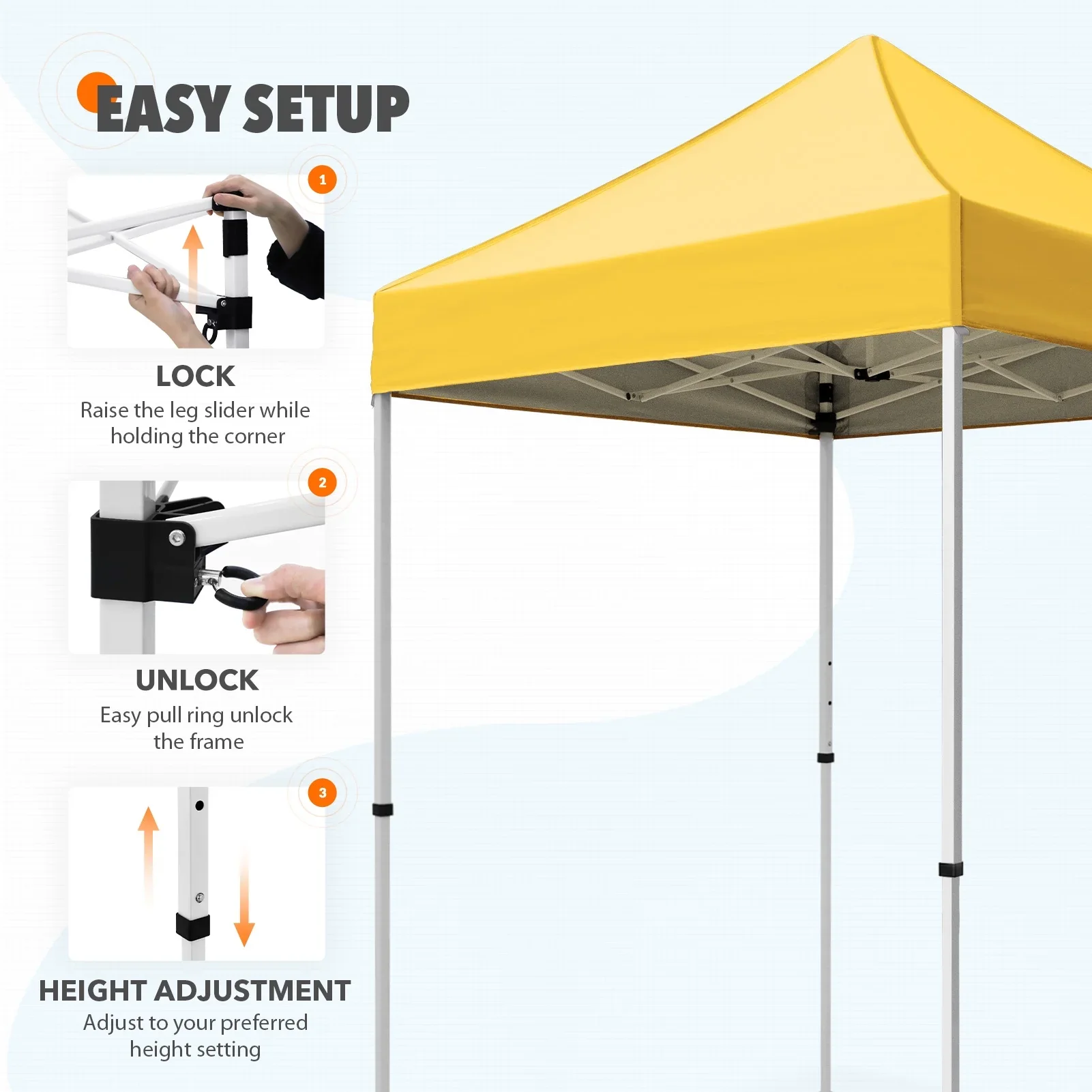 EAGLE PEAK 5x5 Pop up Canopy Tent Instant Outdoor Canopy Easy Set - up Straight Leg Folding Shelter（blue）