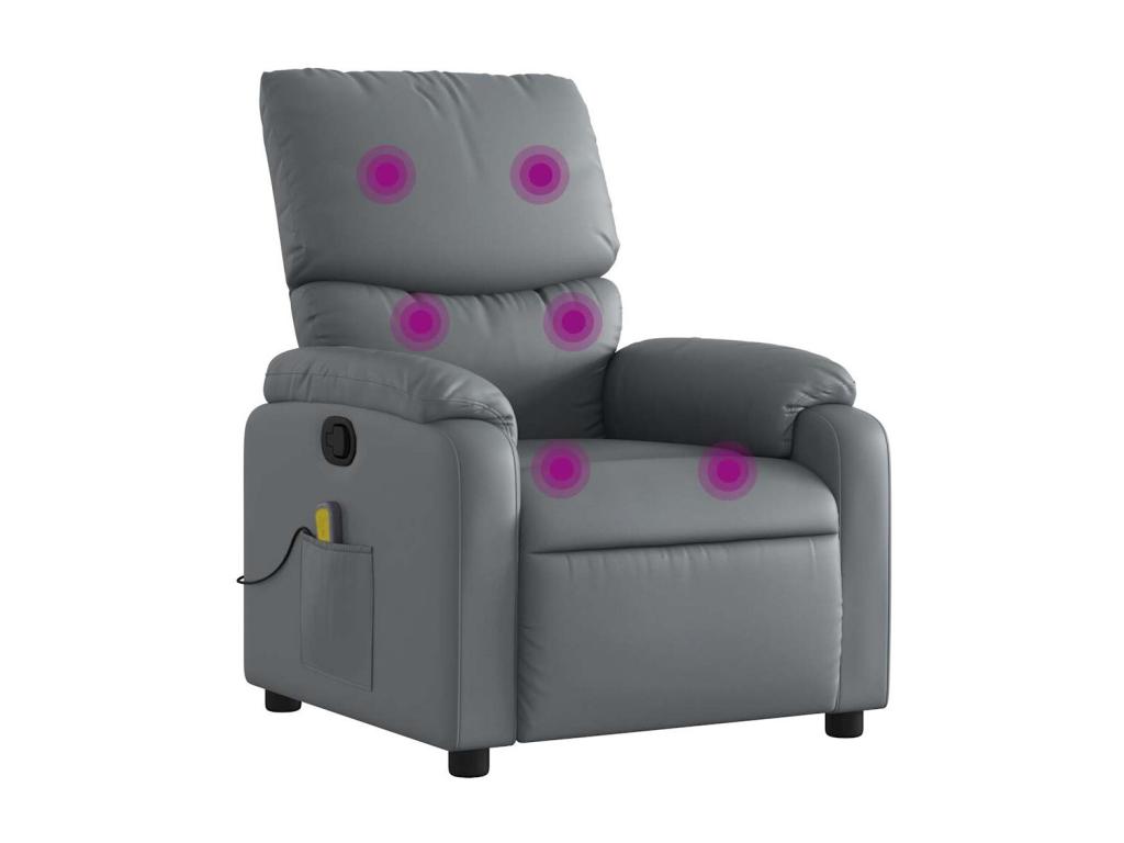 Sillón de masaje reclinable cuero sintético gris