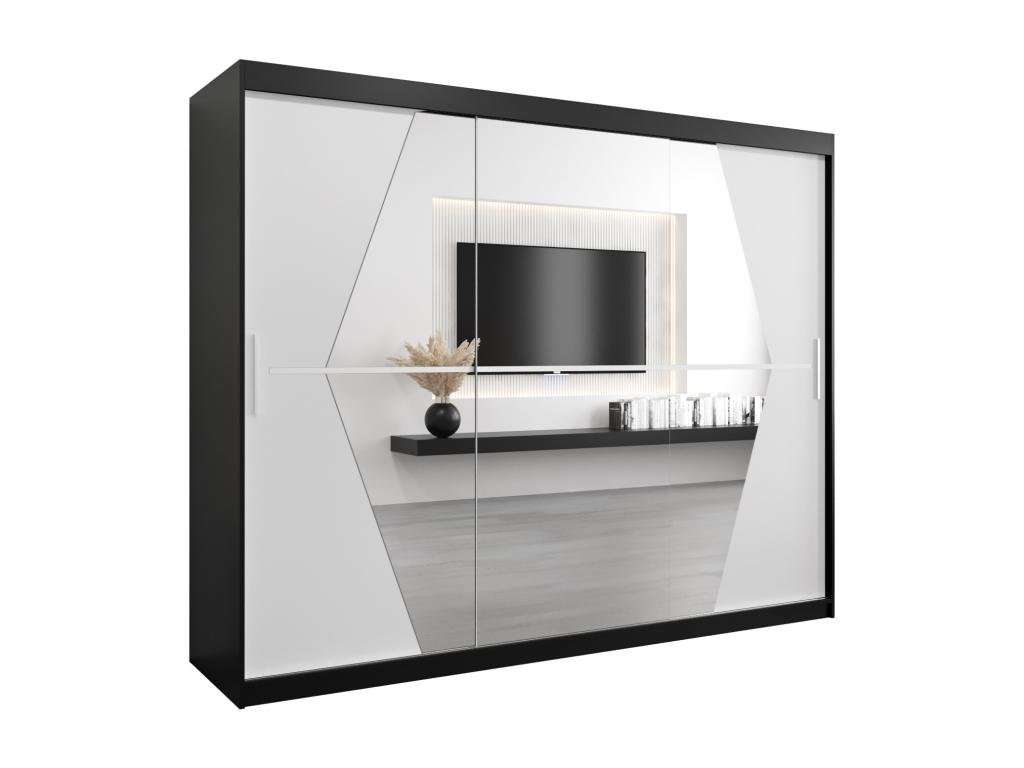 Armario Nestliq de puertas correderas 200/250/62 3 puertas negro/blanco