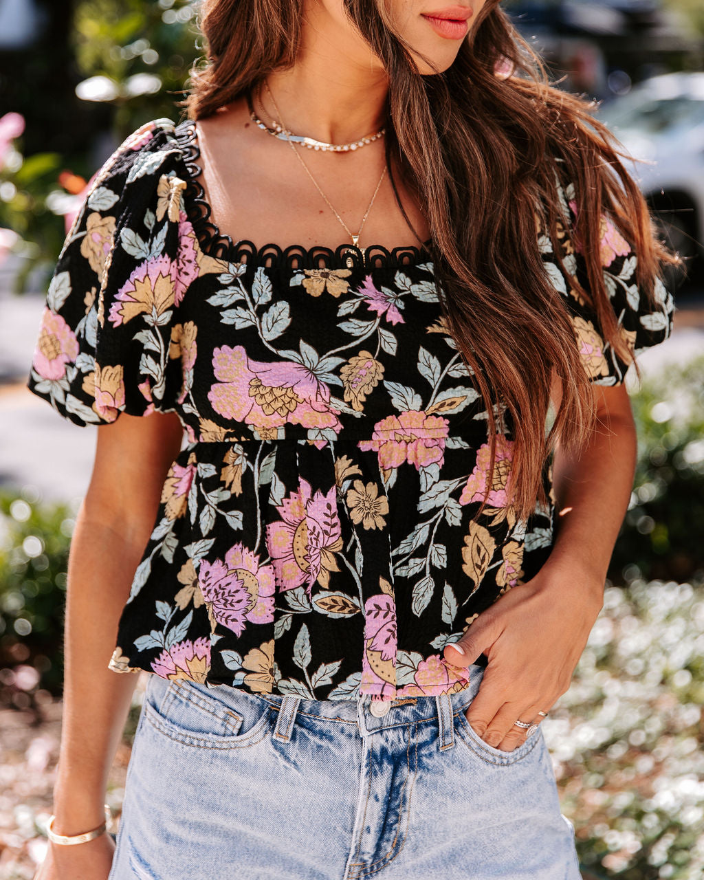 Gables Floral Crochet Peplum Top - FINAL SALE - Se7enfashion