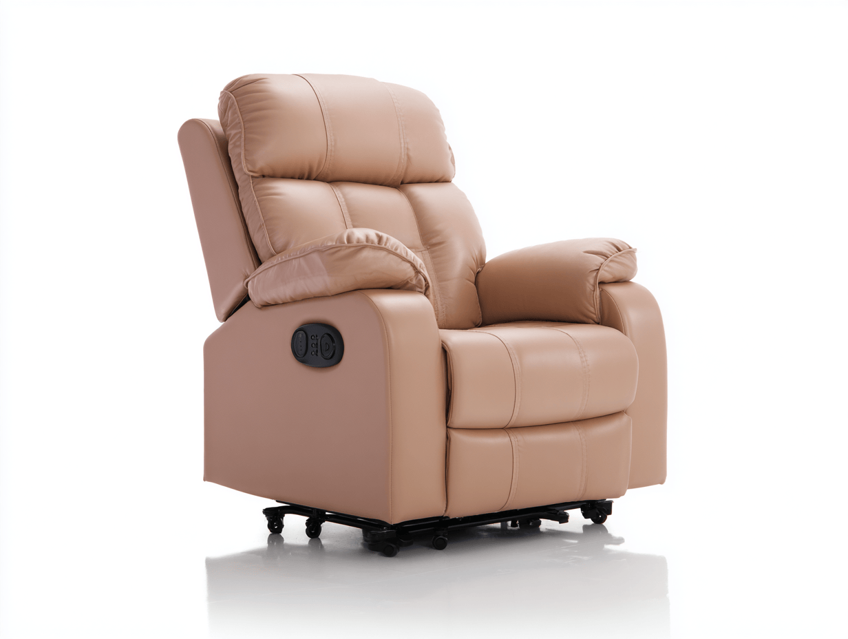 Sillón reclinable eléctrico en cuero sintético – beige – estilo moderno y confortable