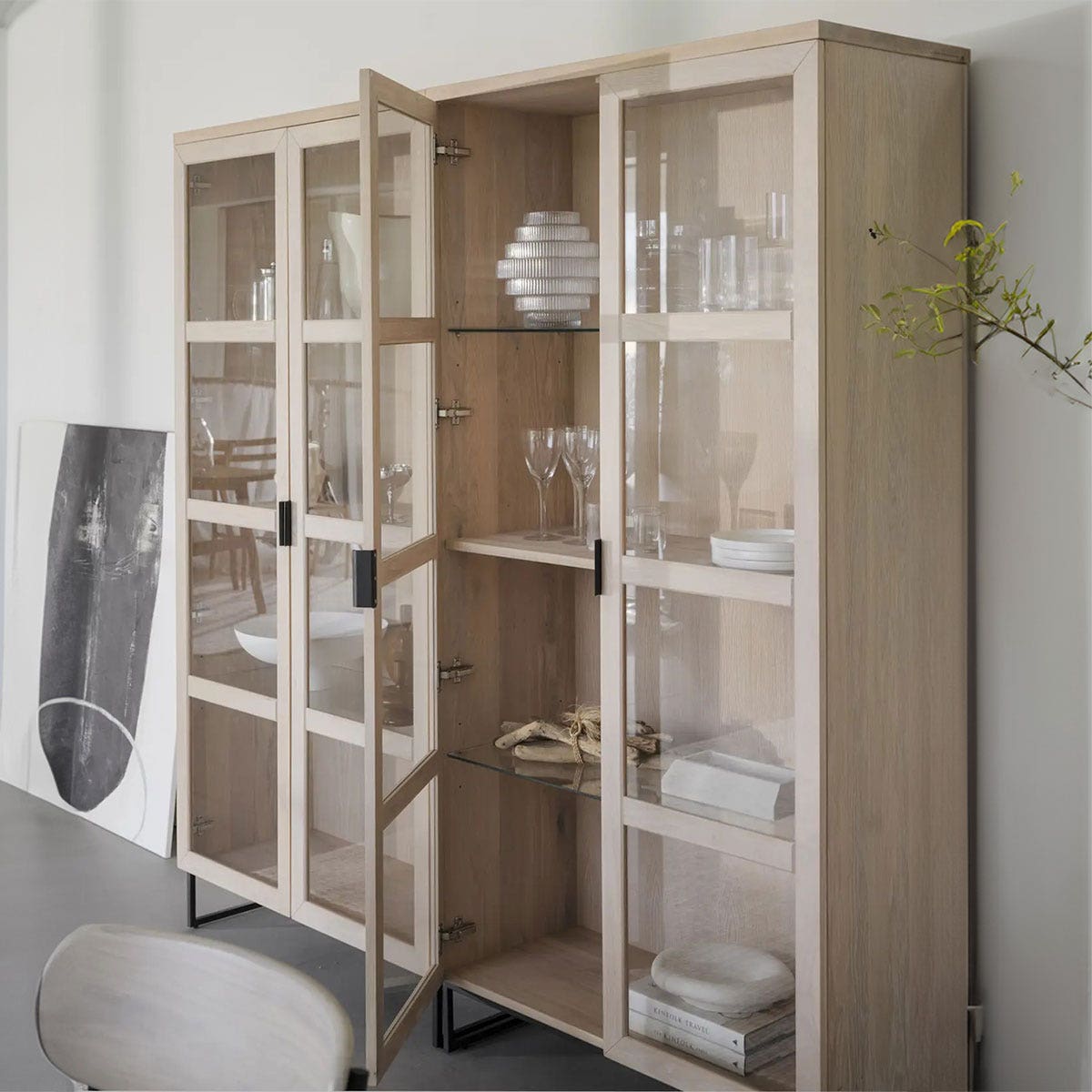 Rowico Home Everett Houten Vitrinekast - H 195 cm - Whitewash