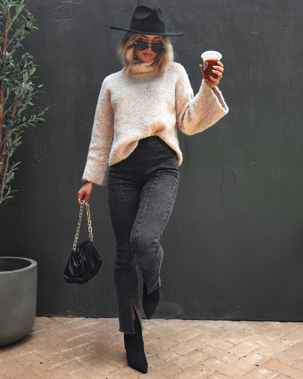 Warmest Wishes Knit Cowl Neck Bell Sleeve Sweater - Oatmeal - Se7enfashion