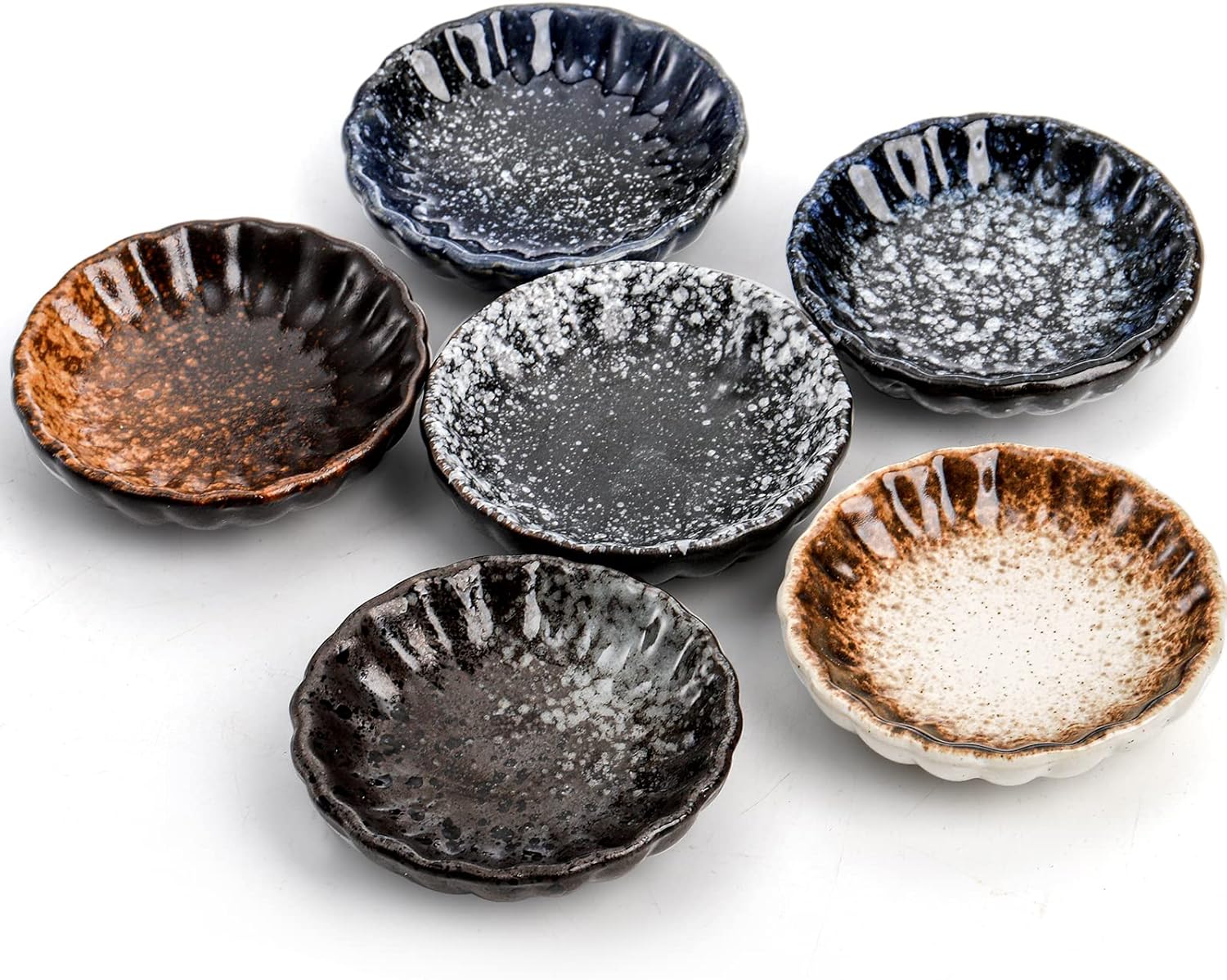 Nicunom 12 Pack Soy Sauce Dishes, Ceramic Dipping Bowls Set, 2.8 Inch Side Dishes Japanese Style Pinch Bowls Seasoning Dish for Ketchup, BBQ, Sushi, Soy