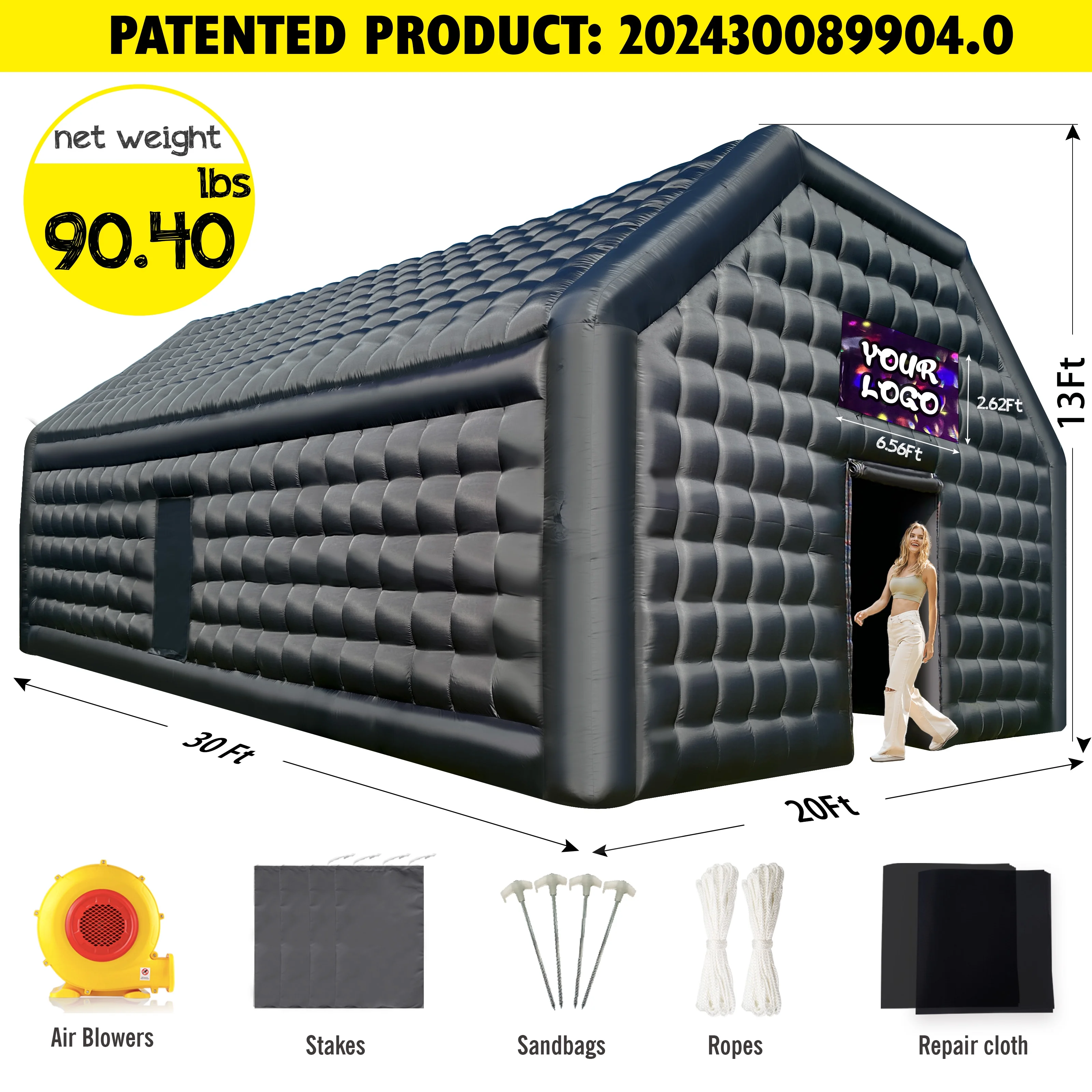 WARSUN 60 Person Large inflatable Party Tent with Disco Cube - Image 2