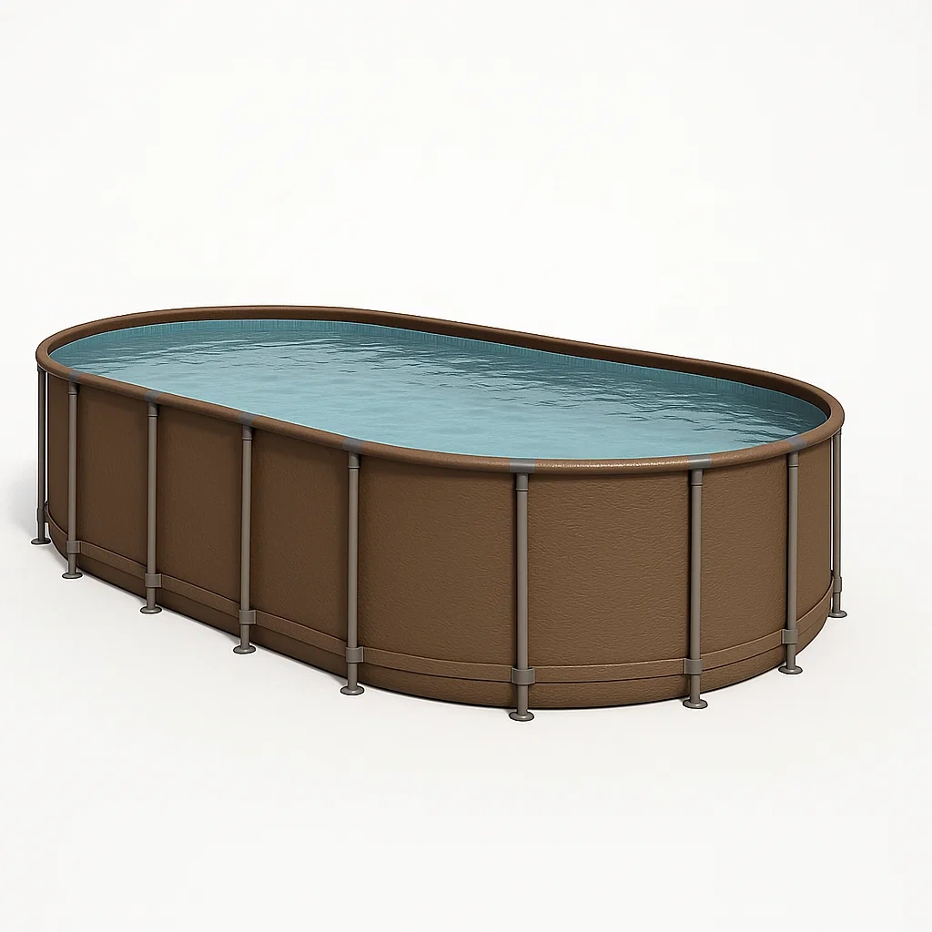 Piscina tubular ovalada 472x286x104 cm, color marrón/azul, ideal para adultos iunZbca152jF