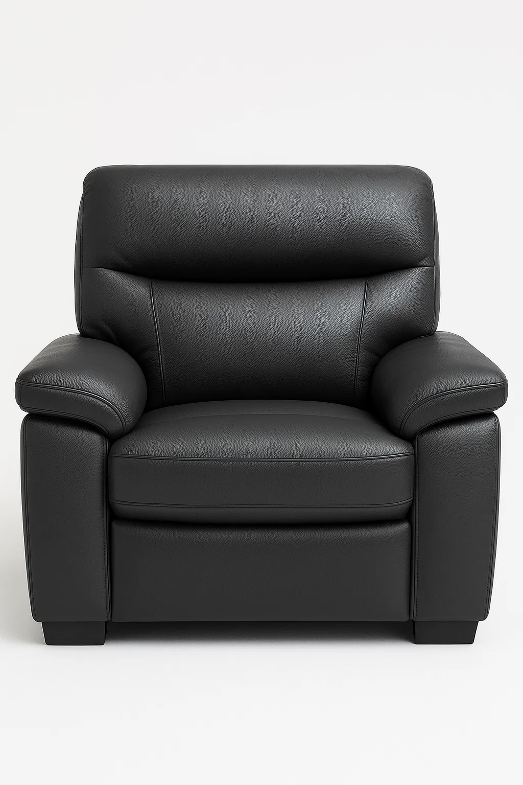 Sillón de piel negra con diseño moderno