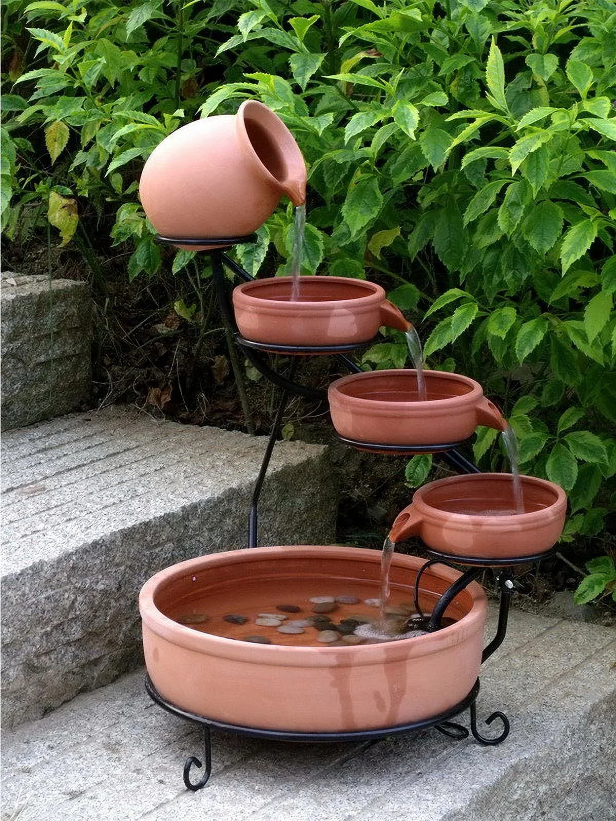 Garden Sundance Terracotta Solar Water Fountain Cascade