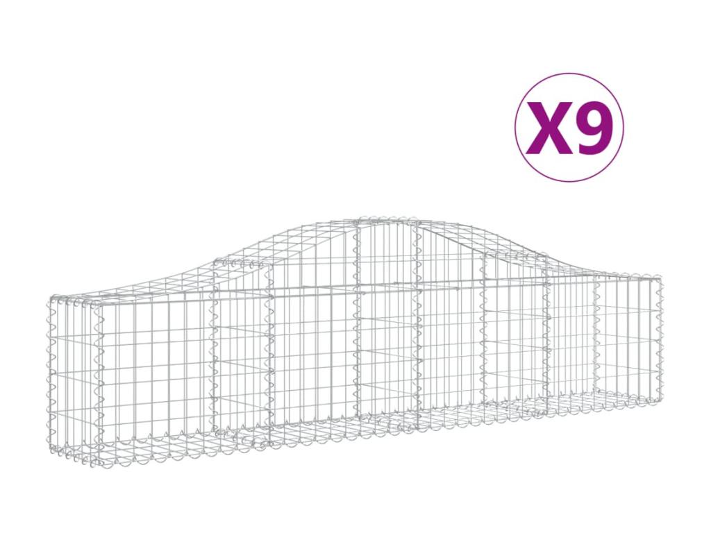 Cestas de gaviones arqueadas 9 piezas 200x30x40/60 cm Hierro galvanizado
