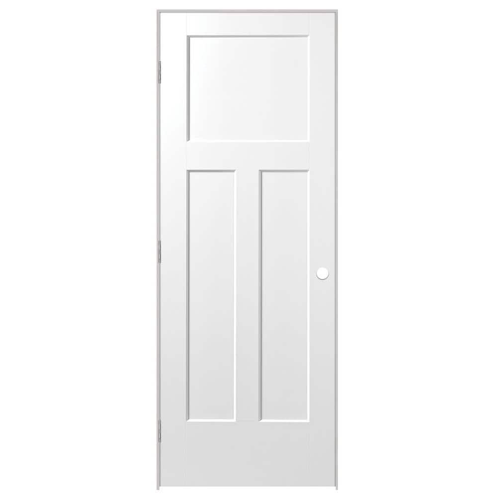 Masonite 30 in. x 80 in. Winslow 3-Panel Right-Handed Solid-Core Primed Composite Single Prehung Interior Door(30 in. X 80 in. 3)