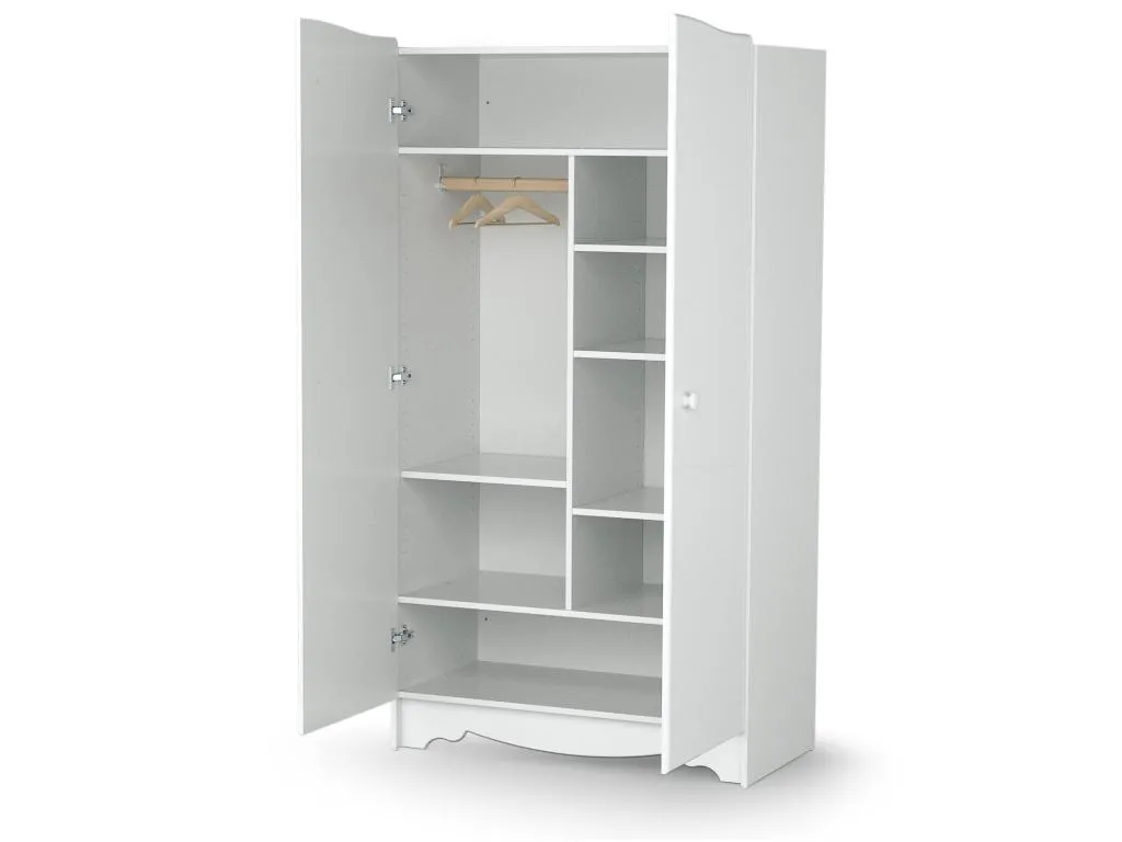 Armario infantil Nidovia, acabado madera blanca, 96x51x176 cm, 2 puertas hmr448547