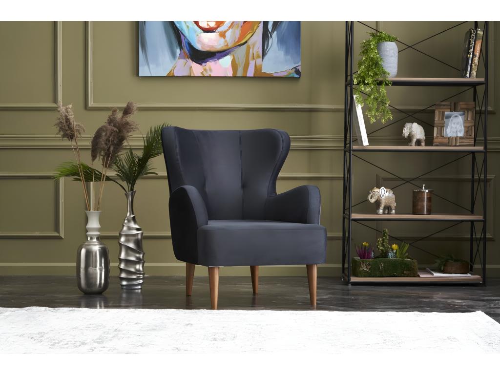 Sillón Cozetiq 458 - Gris - 87x73x80cm - Tapiz - Patas Madera
