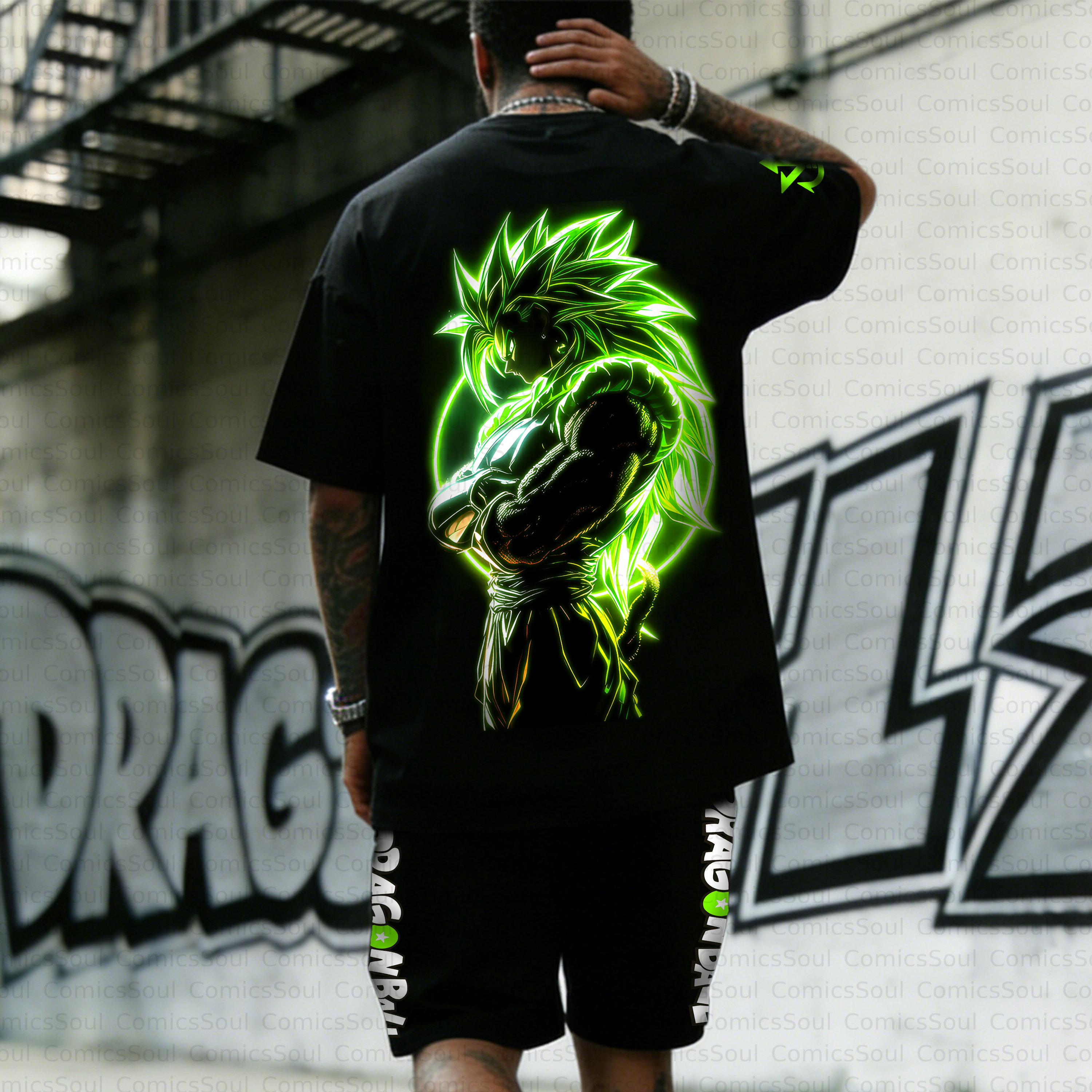 Unisex Anime Inspired Vintage T-shirt& Shorts 2 Pieces Set