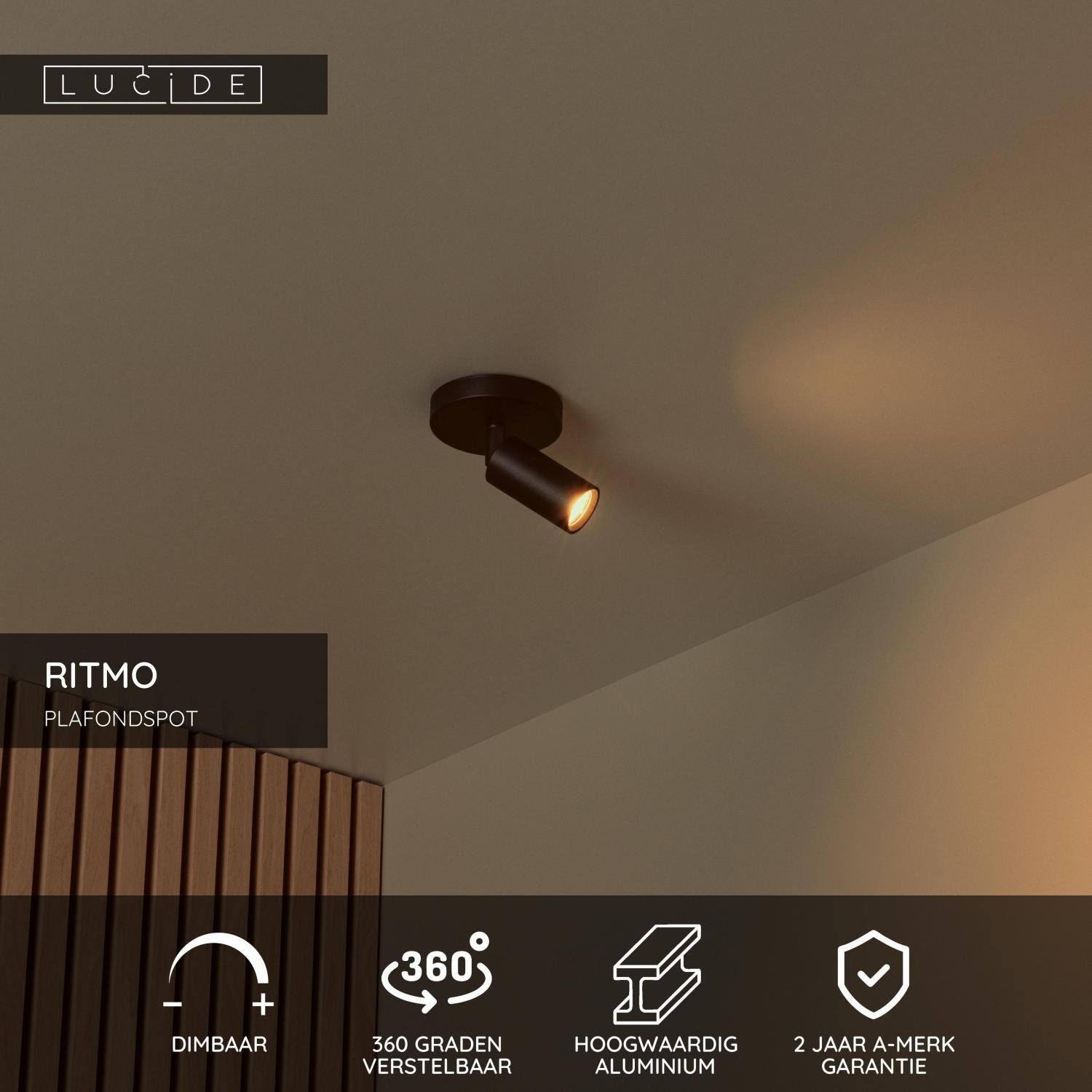 Lucide RITMO Plafondspot - Zwart