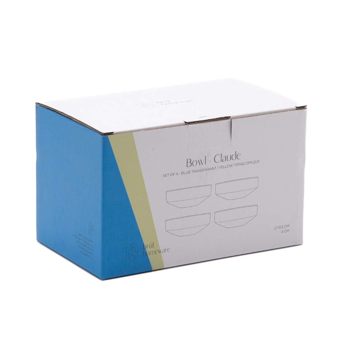 Brût Homeware, Schaaltjes Claude, blauw   geel, set van 4