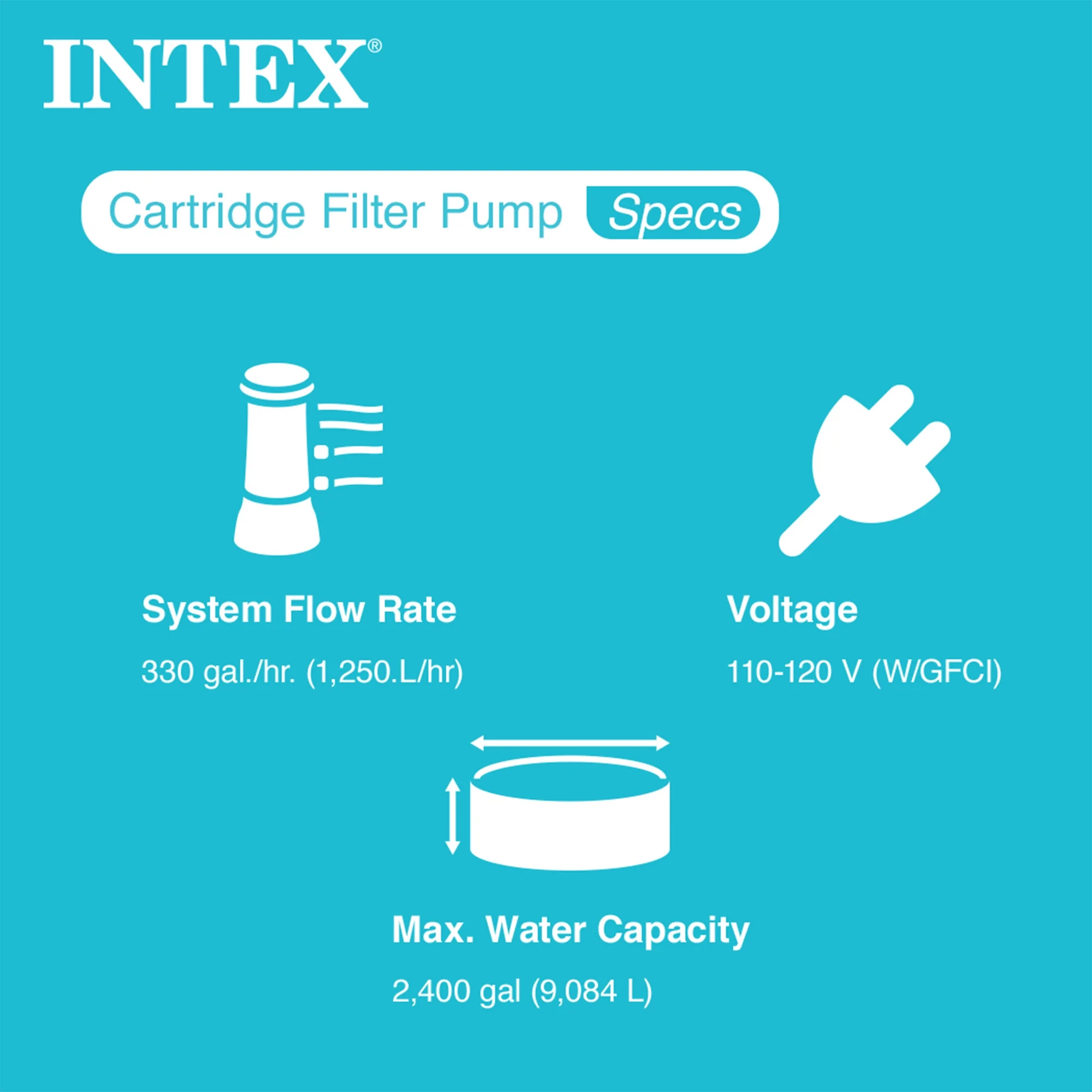 Intex 28601EG 330 GPH Easy Set Swimming Pool Cartridge Filter Pump with GFCI - Image 2