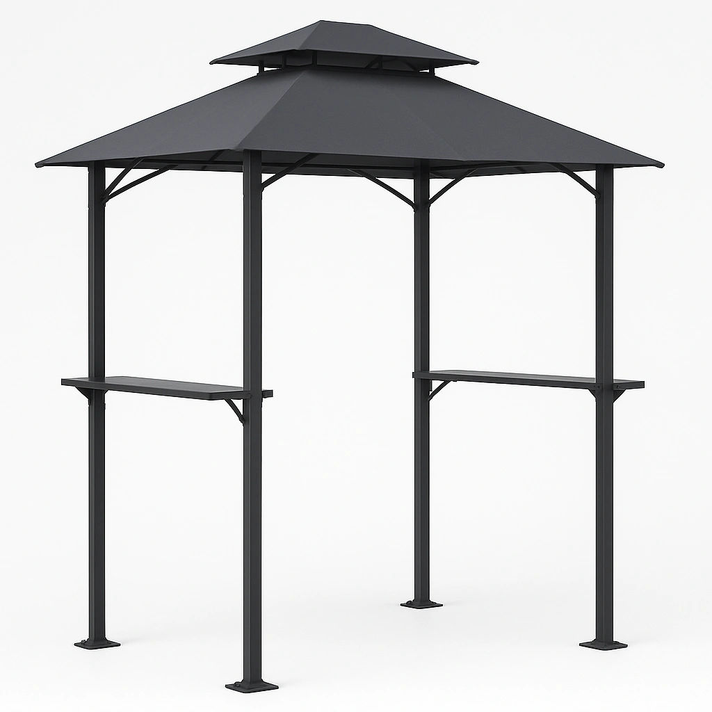 Casetas barbacoa antracita acero exterior 240x150x300cm - tfGBOCQ387NU