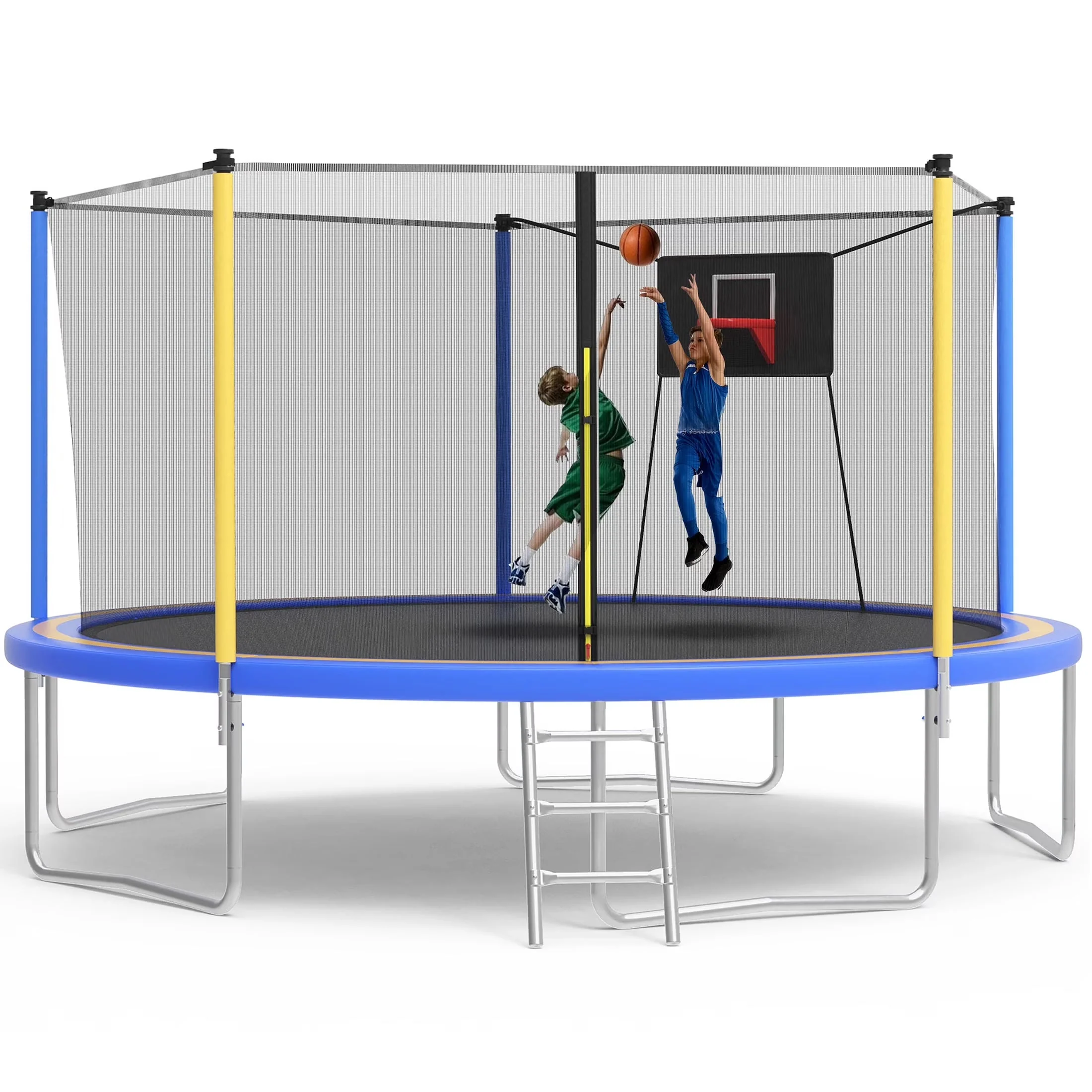 SHINPT 14ft Outdoor Trampoline With Safety Net, Basketball Hoop And Ladder - Image 2 SHINPT 14ft Outdoor Trampoline With Safety Net, Basketball Hoop And Ladder - Image 2