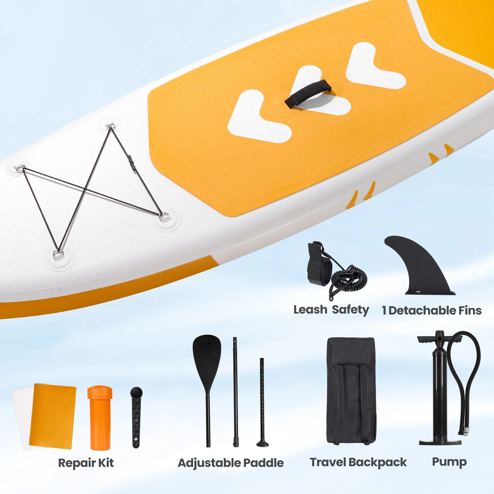 Naipo 120"x30"x6" Inflatable Paddle Board Stand Up Paddle Board SUP Board Ultra-Light (17LBS) For Summer Surfing, Orange - Image 2