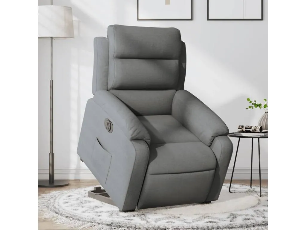 Sillón eléctrico reclinable elevable de tela gris oscuro