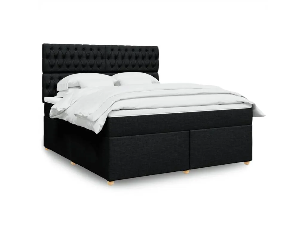 Cama box spring con colchón tela negro 180x200 cm exn3521110