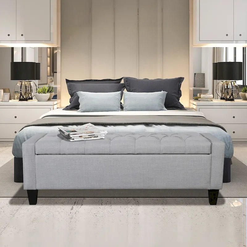 Porthos Home Wren Upholstered Button-Tufted Storage Bench