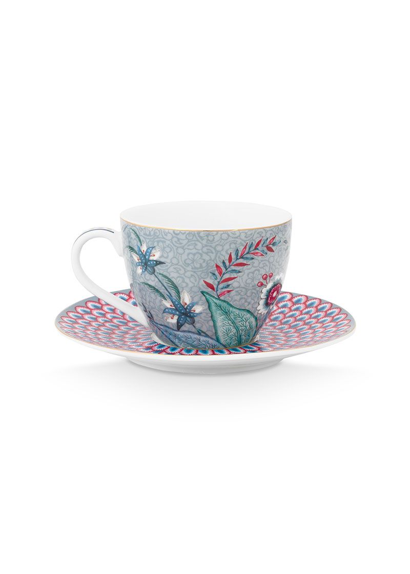 Espresso Cup & Saucer Flower Festival Light Blue