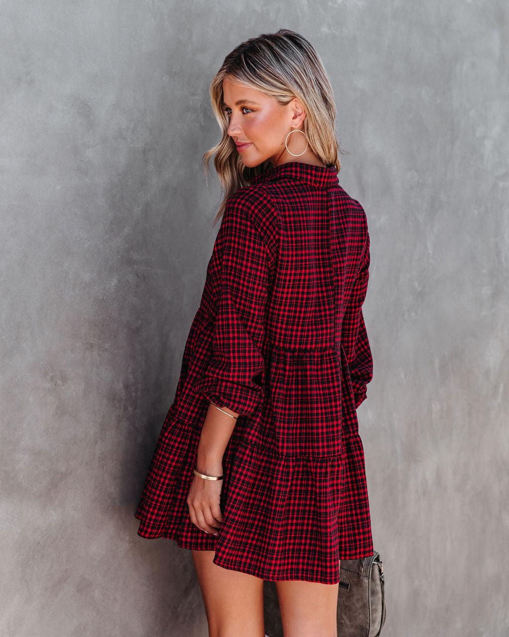 Brittany Plaid Tiered Mini Dress - Se7enfashion