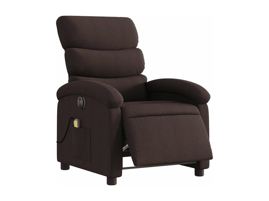 Sillón reclinable de masaje eléctrico tela marrón oscuro