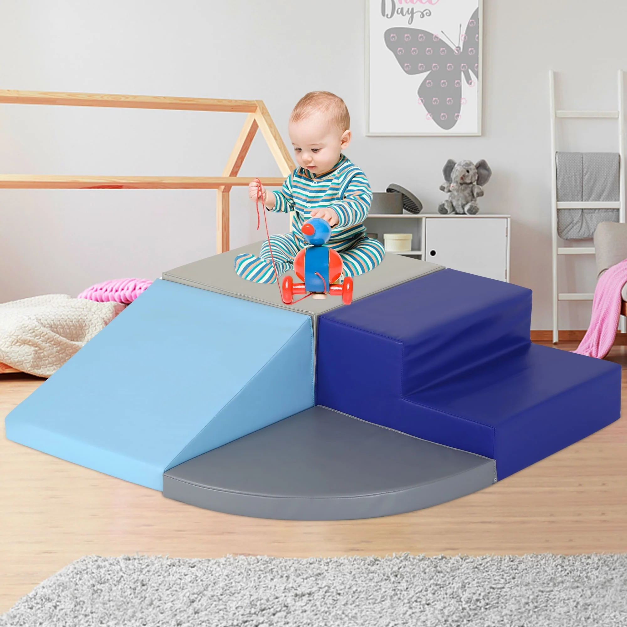 YRLLENSDAN 4 Piece Soft Climb and Crawl Activity Play Set, Corner Climbing Lightweight Foam Shape Toy for Toddlers Gym Play Foam Climbers Blocks for Kids 1 - 3 Babies Indoor