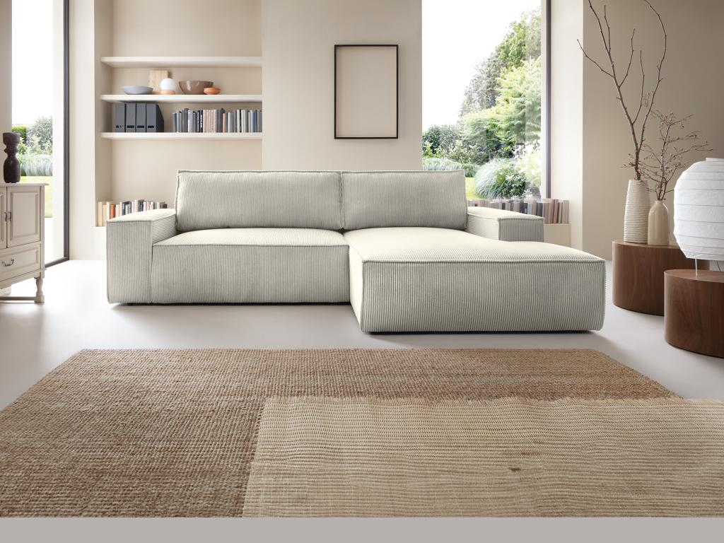 Sofá cama rinconera (ángulo derecho) de pana beige